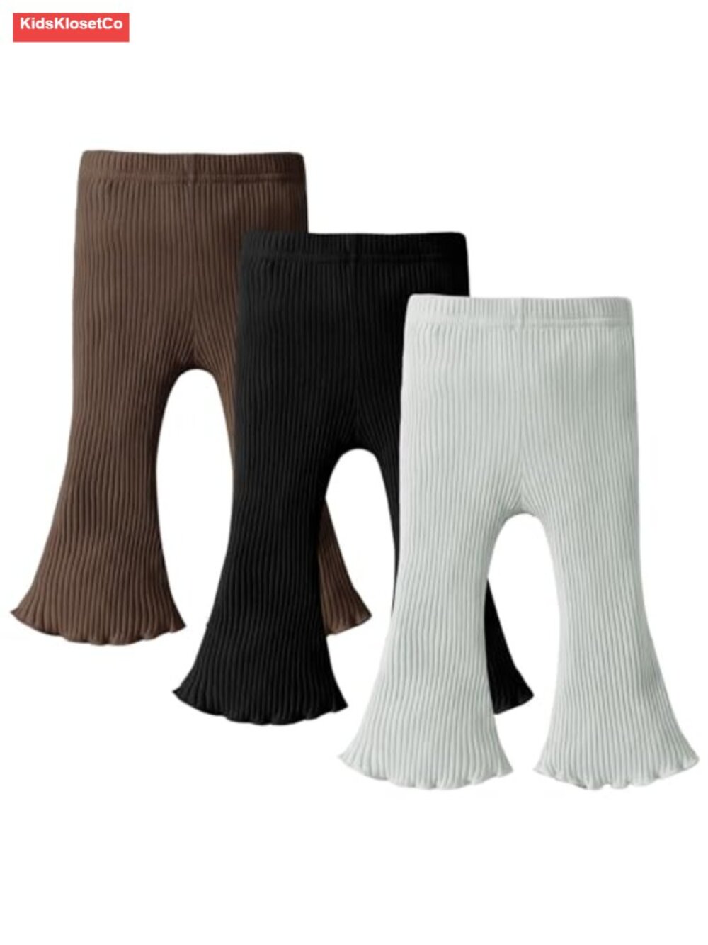 3-Pack Baby Girls Flared Pants Cotton Blend Bell Bottoms Relaxed Fit